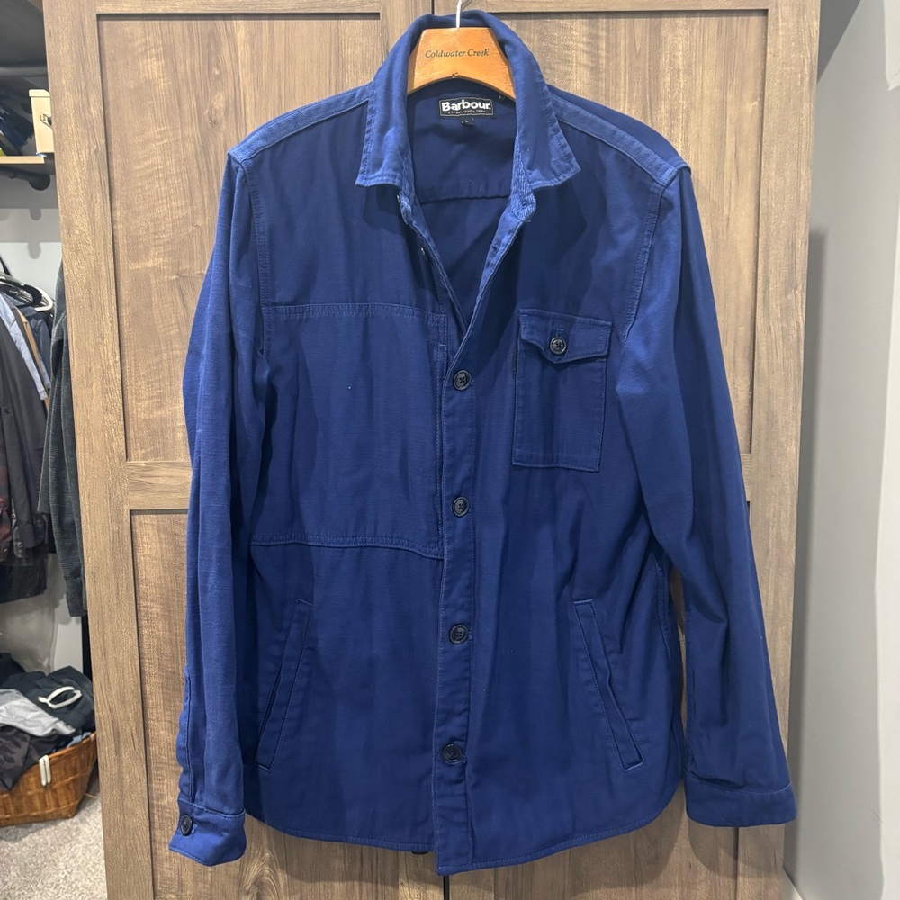 Barbour Navy Blue Lightweight Button-Up Shirt Jacket